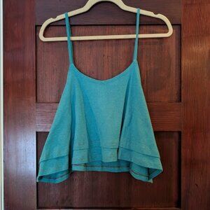 Small Turquoise Bohemian Folk Double Layer Flow Tank Jersey Hemp Cotton Blend